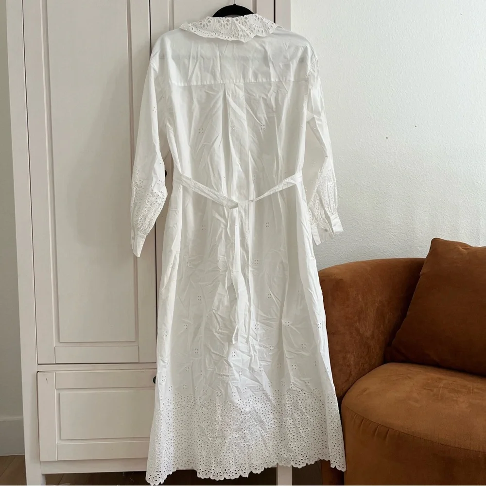 ULLA JOHNSON Adette tie-detailed broderie anglaise eyelet cotton midi dress - Picture 11 of 13